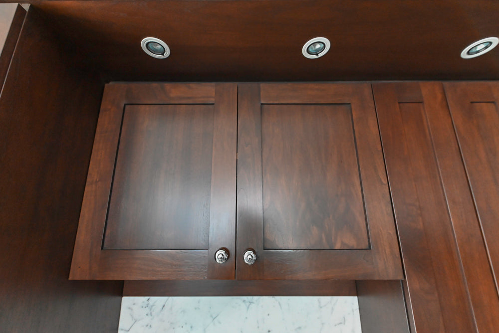 Dark Wooden Traditional Kitchen with Marble Island and Viking Appliance Package