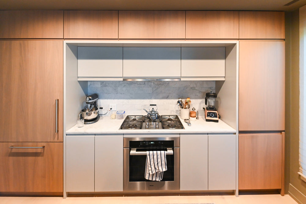 Stevali Modern Two-Tone Pre-Owned Kitchen with Island and Miele Appliance Package