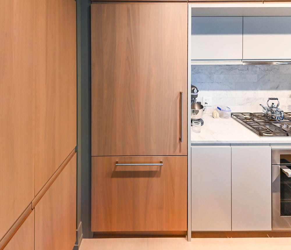 Stevali Modern Two-Tone Pre-Owned Kitchen with Island and Miele Appliance Package