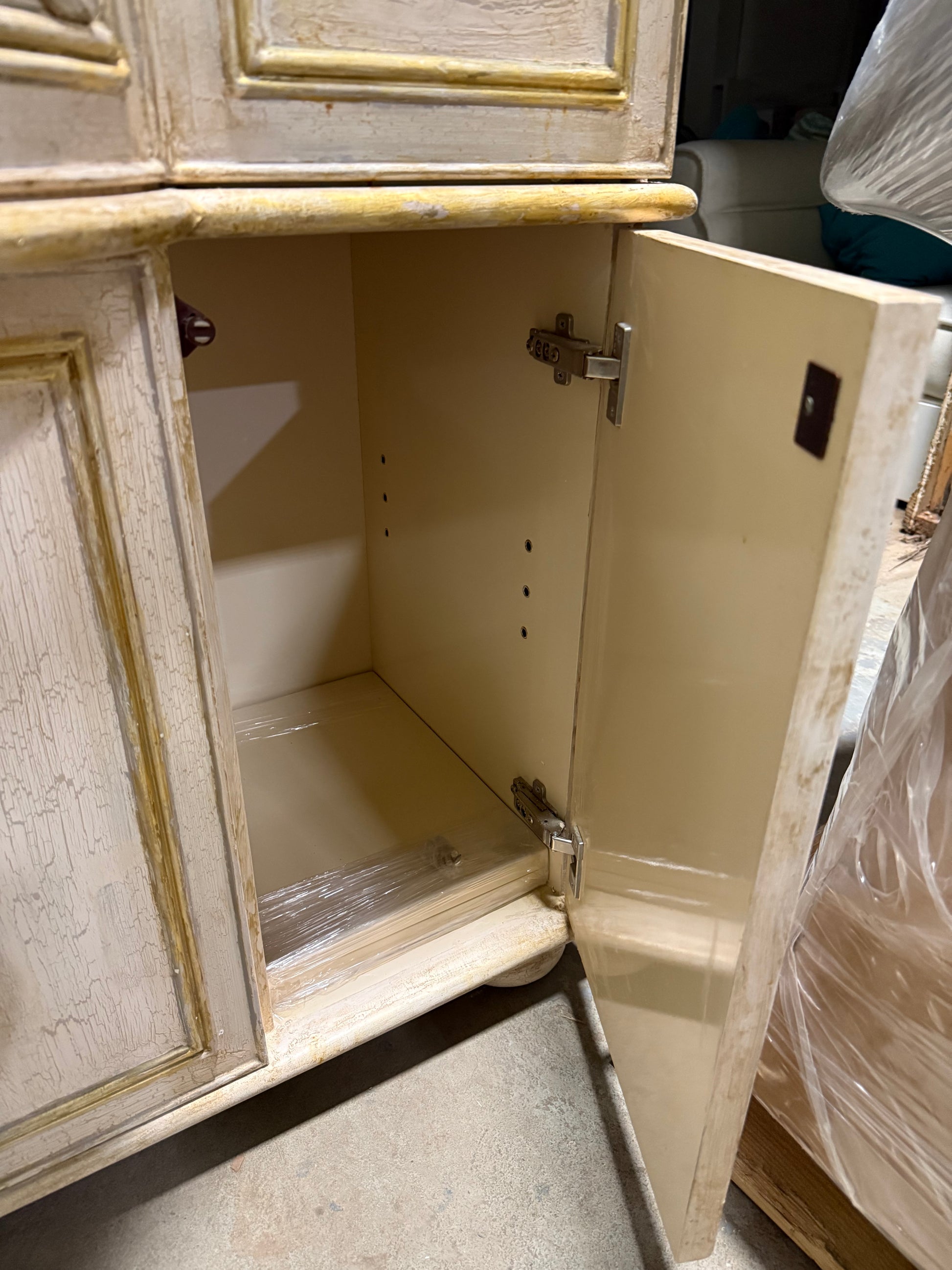 Traditional 46.5" White Washed Single Vanity Base - No Top, Sink or Faucet