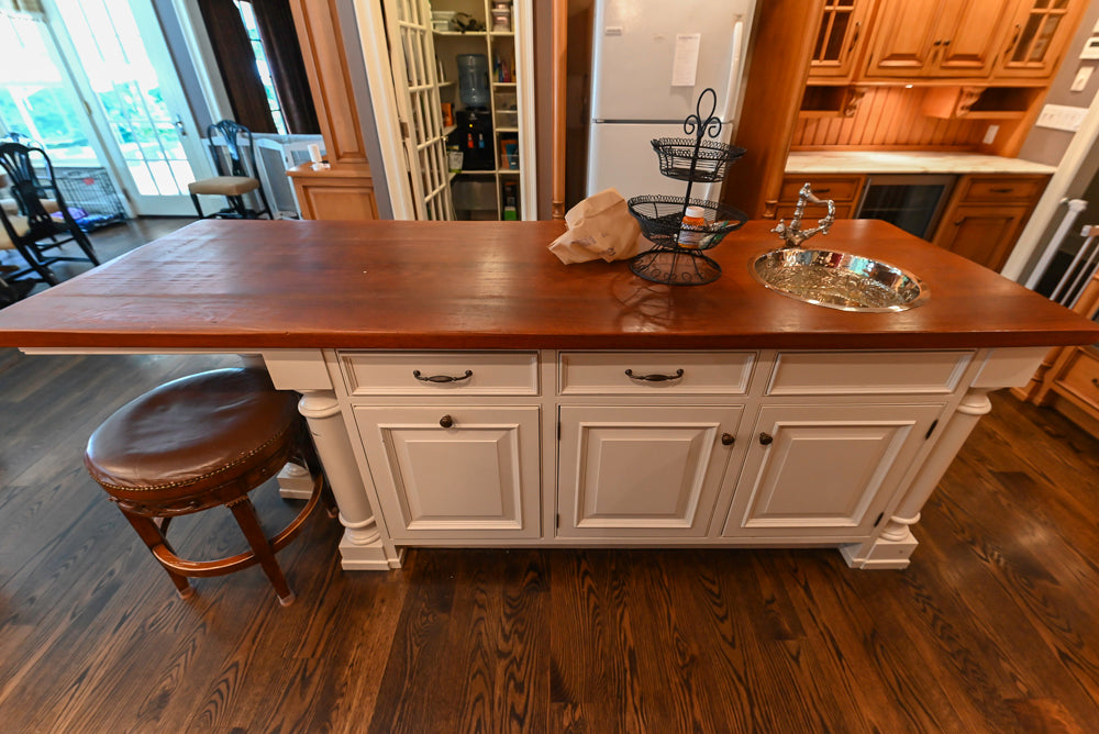 Large Traditional Wooden Kitchen with Island, Desk Area and Appliances