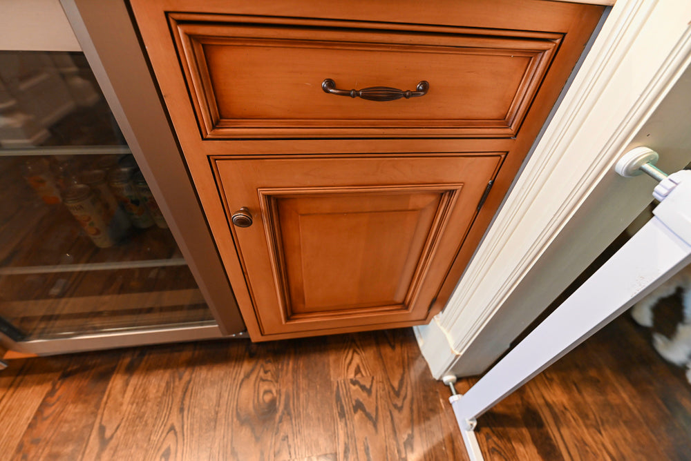 Large Traditional Wooden Kitchen with Island, Desk Area and Appliances