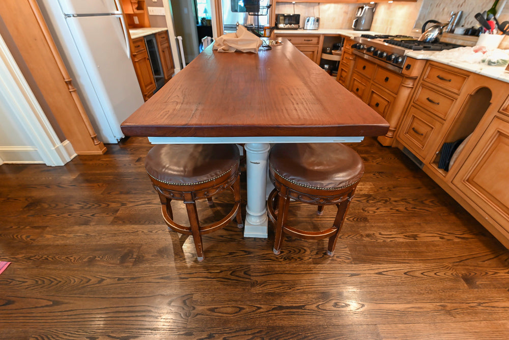 Large Traditional Wooden Kitchen with Island, Desk Area and Appliances