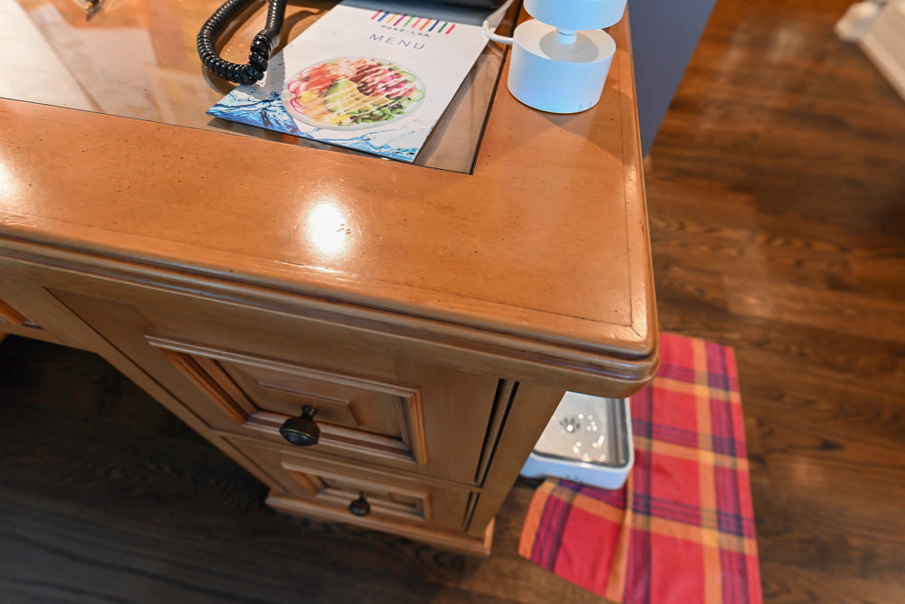 Large Traditional Wooden Kitchen with Island, Desk Area and Appliances