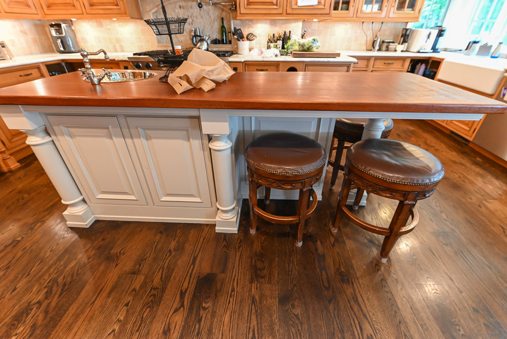 Large Traditional Wooden Kitchen with Island, Desk Area and Appliances