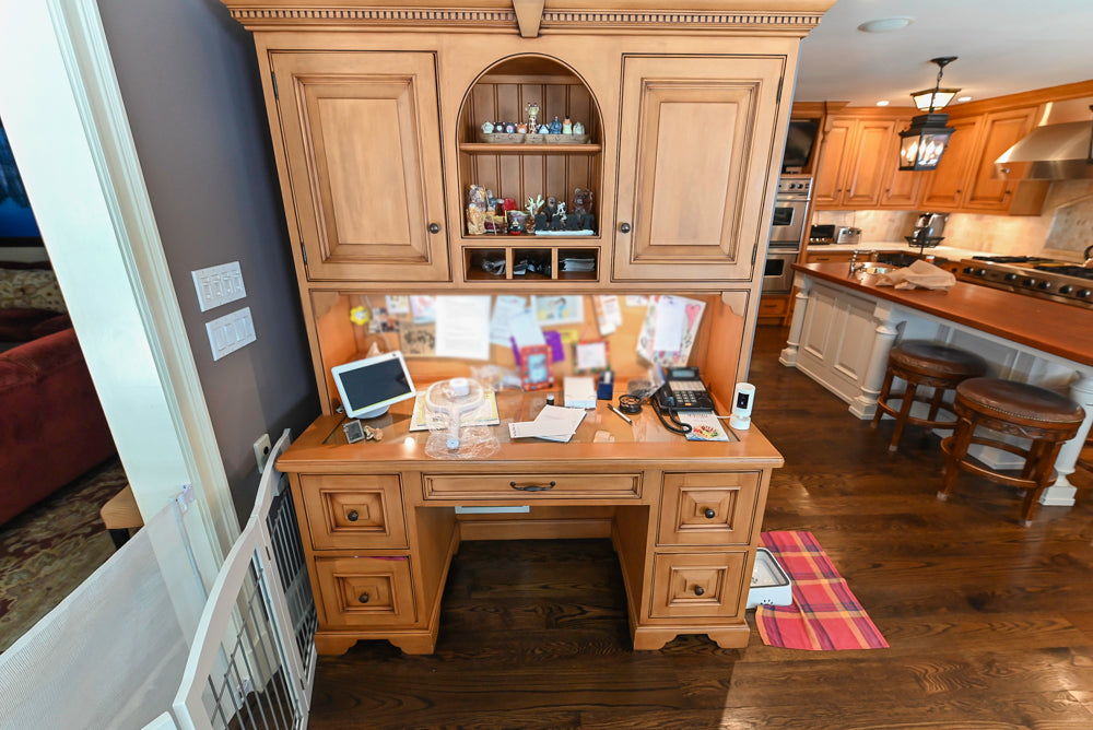 Large Traditional Wooden Kitchen with Island, Desk Area and Appliances