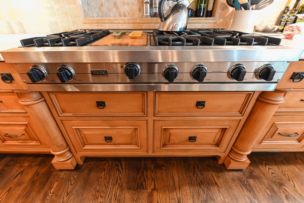 Large Traditional Wooden Kitchen with Island, Desk Area and Appliances