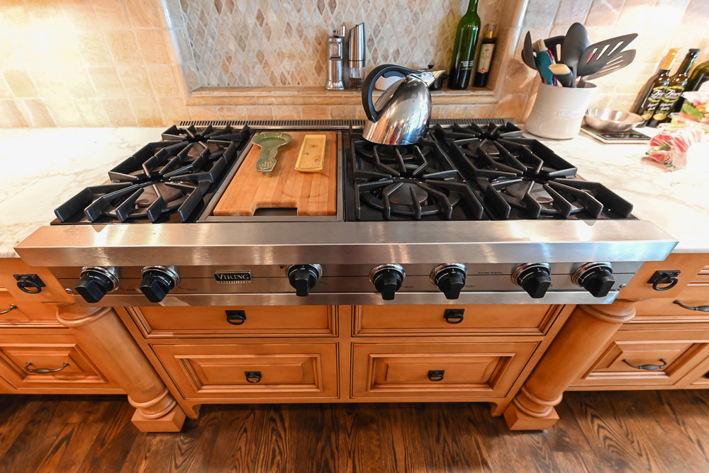 Large Traditional Wooden Kitchen with Island, Desk Area and Appliances