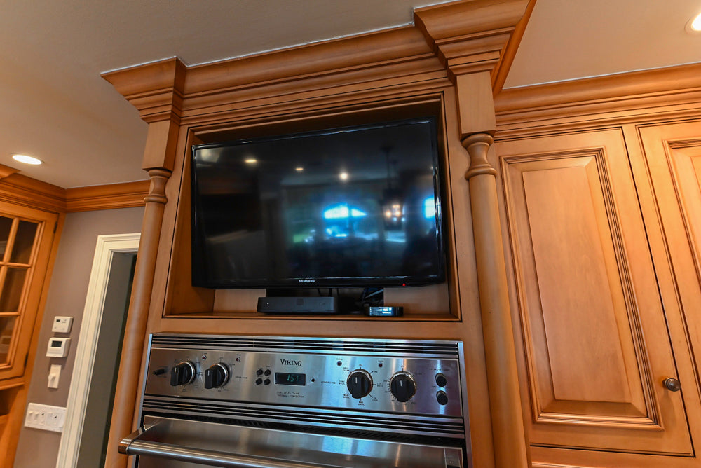Large Traditional Wooden Kitchen with Island, Desk Area and Appliances