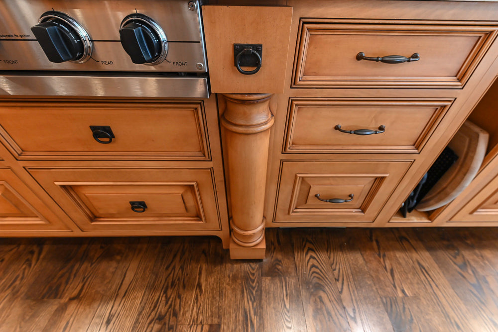 Large Traditional Wooden Kitchen with Island, Desk Area and Appliances