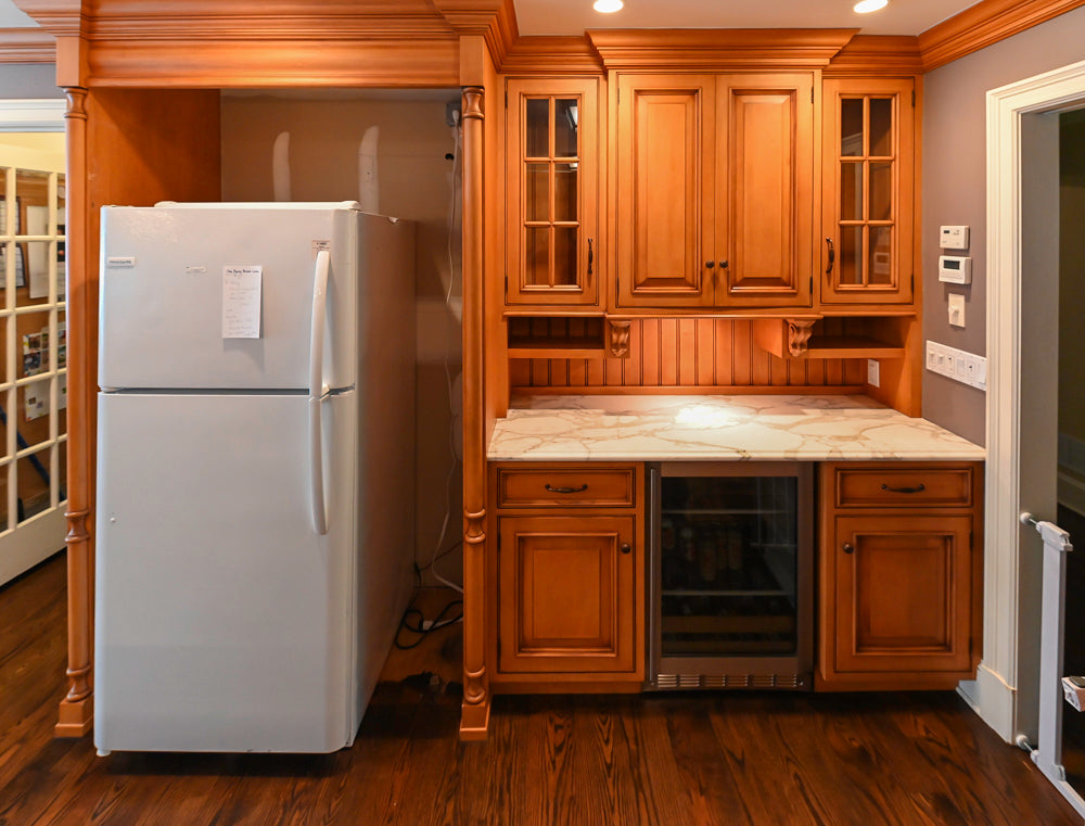 Large Traditional Wooden Kitchen with Island, Desk Area and Appliances