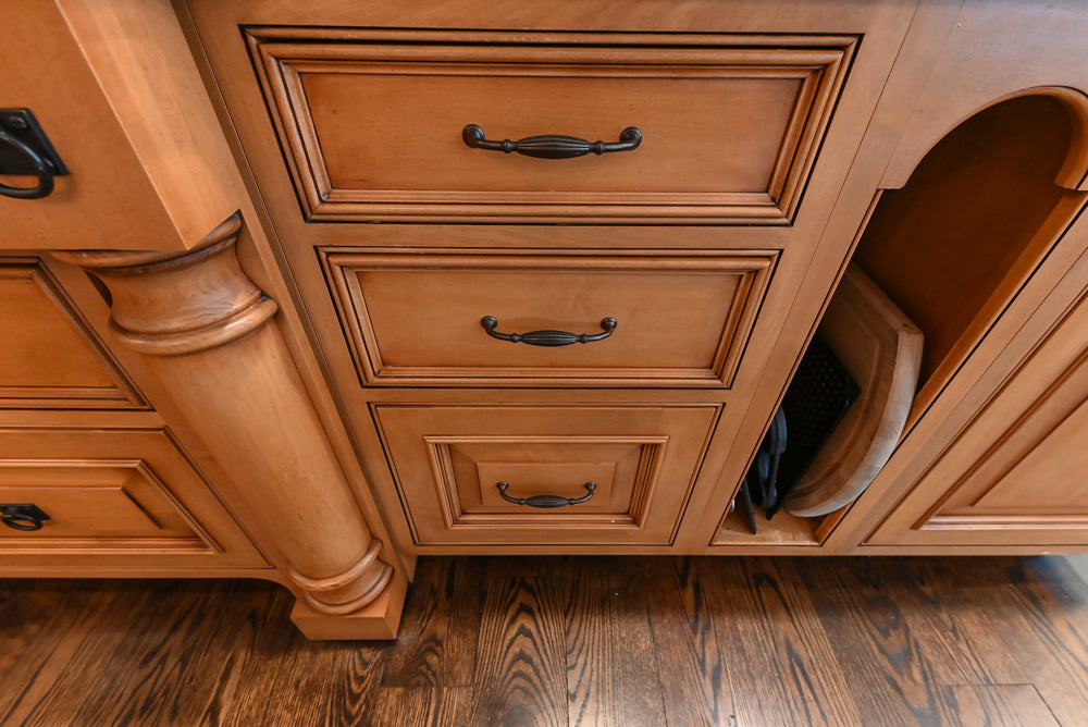 Large Traditional Wooden Kitchen with Island, Desk Area and Appliances