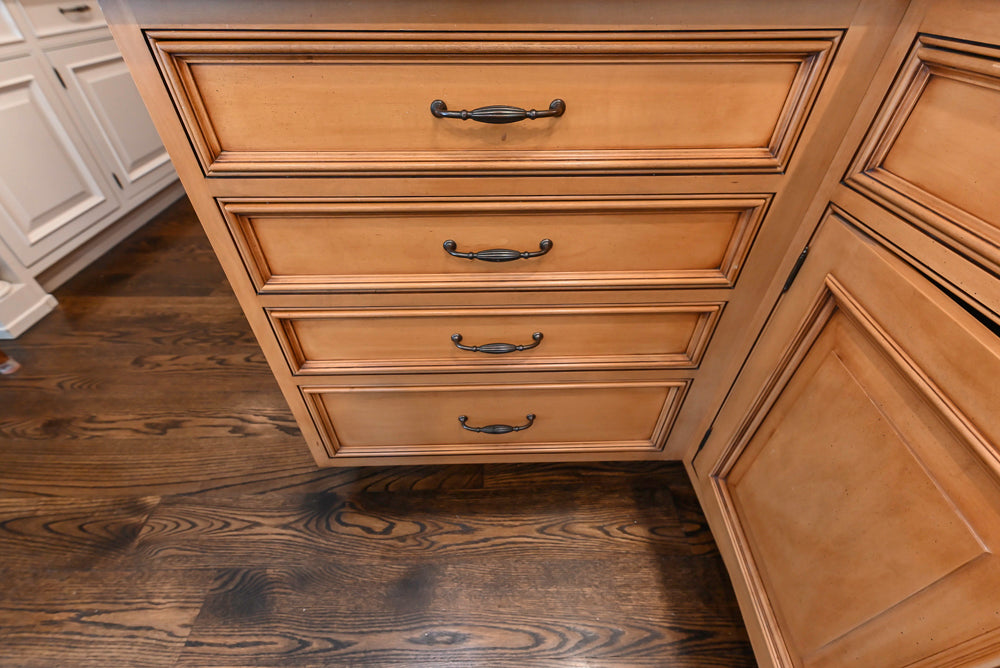 Large Traditional Wooden Kitchen with Island, Desk Area and Appliances