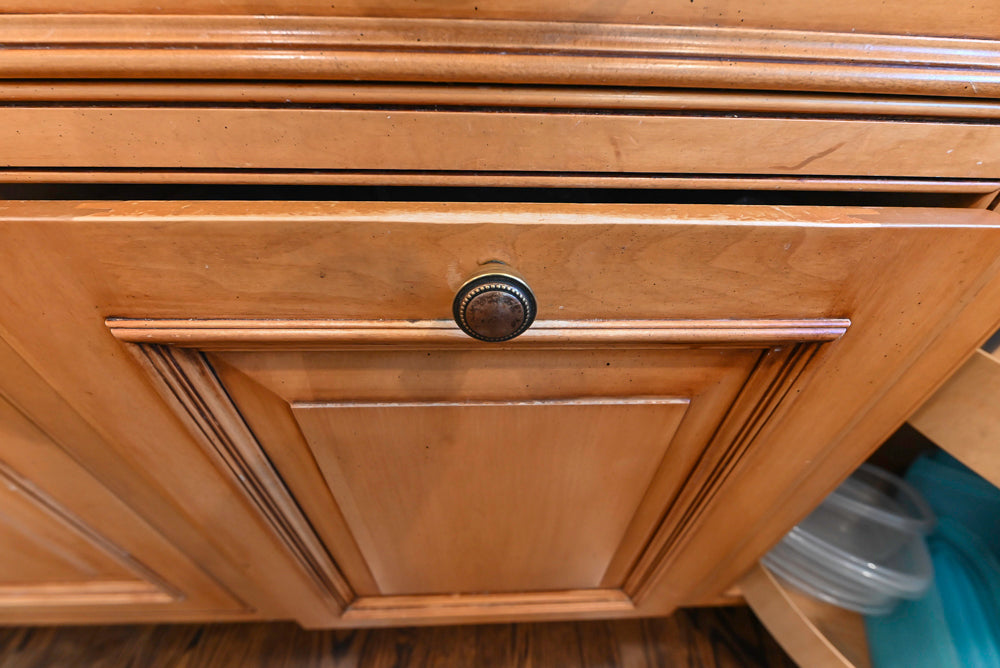 Large Traditional Wooden Kitchen with Island, Desk Area and Appliances