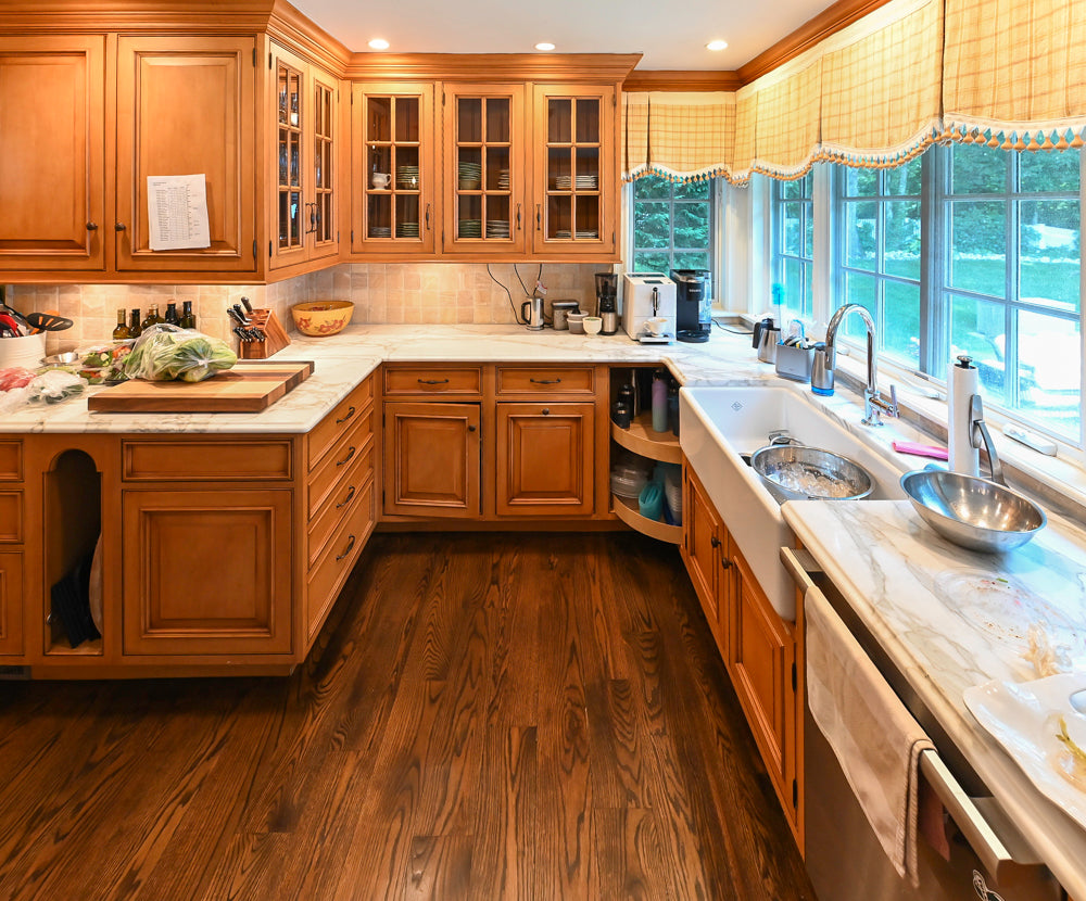 Large Traditional Wooden Kitchen with Island, Desk Area and Appliances
