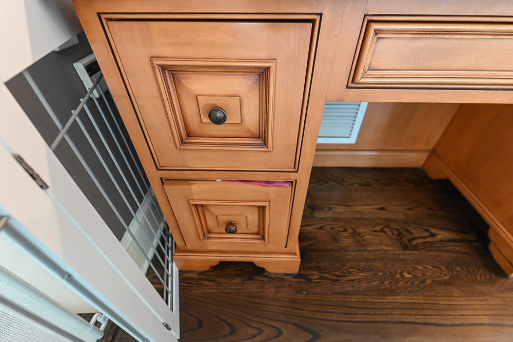 Large Traditional Wooden Kitchen with Island, Desk Area and Appliances