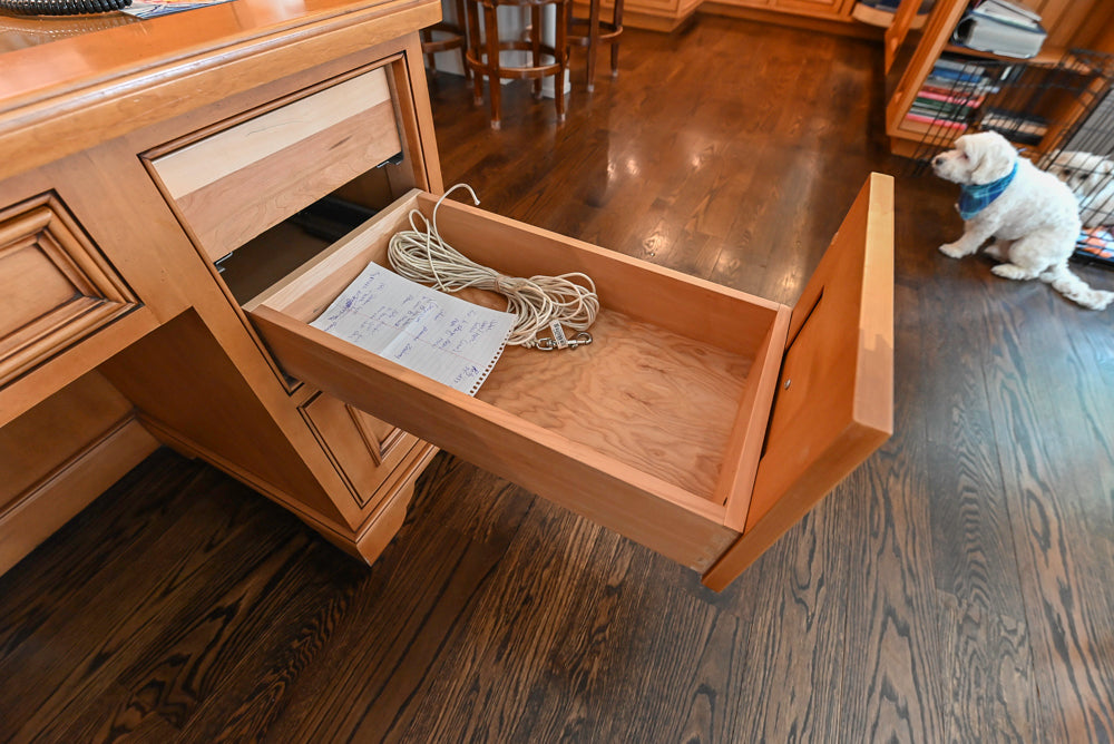 Large Traditional Wooden Kitchen with Island, Desk Area and Appliances