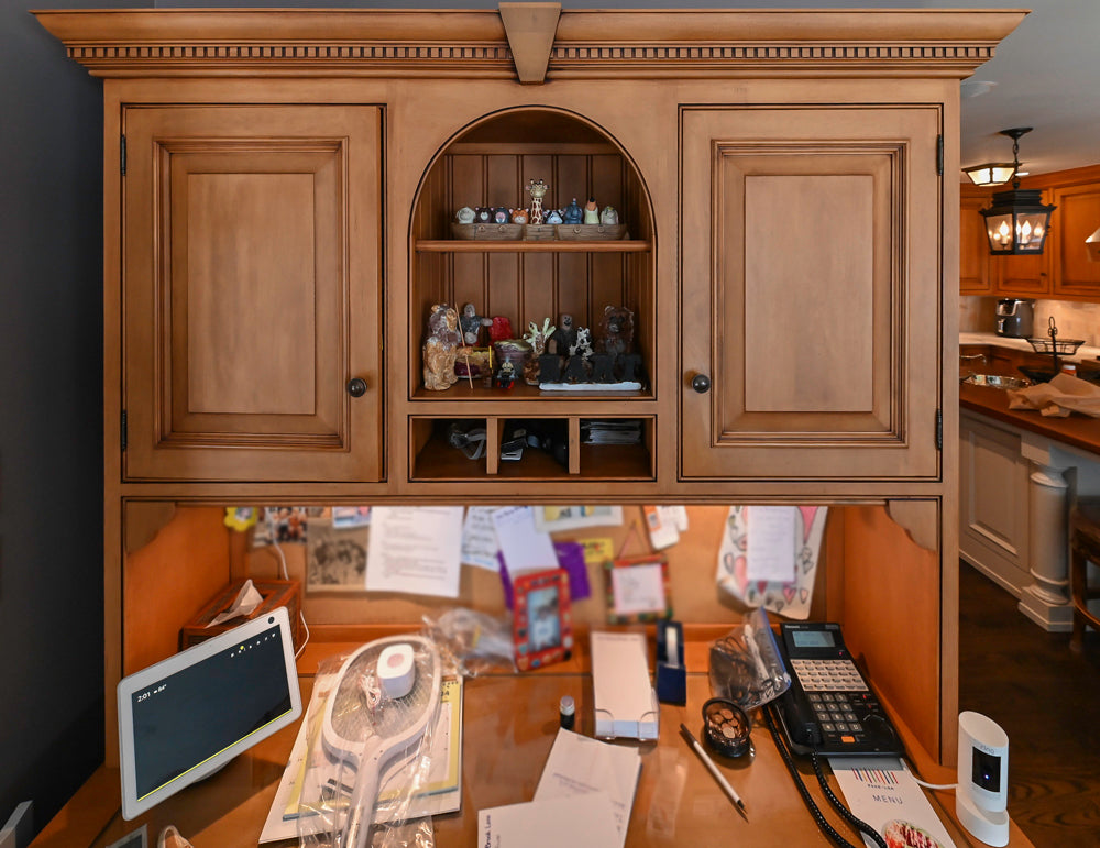 Large Traditional Wooden Kitchen with Island, Desk Area and Appliances
