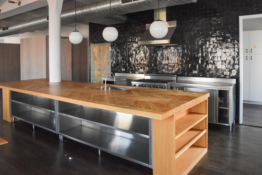 Custom Stainless Steel Commercial Kitchen with Island 