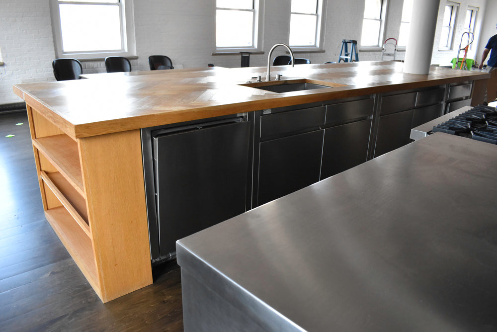 Custom Stainless Steel Commercial Kitchen with Island 
