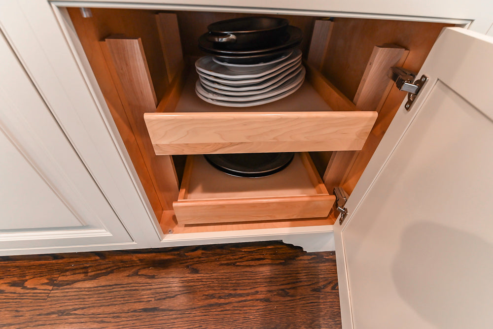 Signature Custom Cabinetry Traditional White Kitchen with Island, Desk Area & Appliances