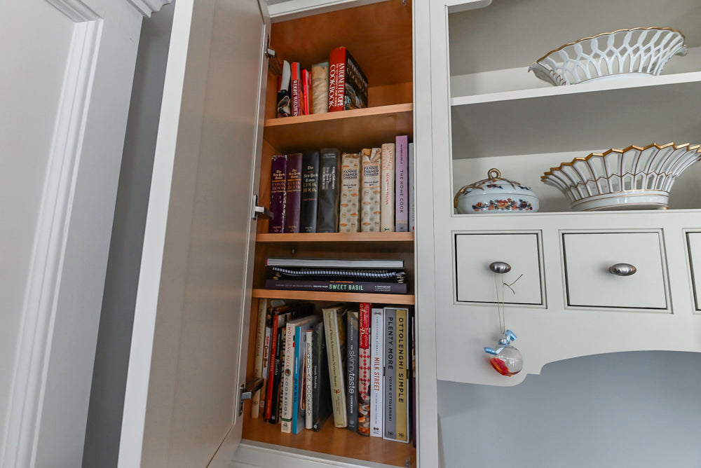 Signature Custom Cabinetry Traditional White Kitchen with Island, Desk Area & Appliances