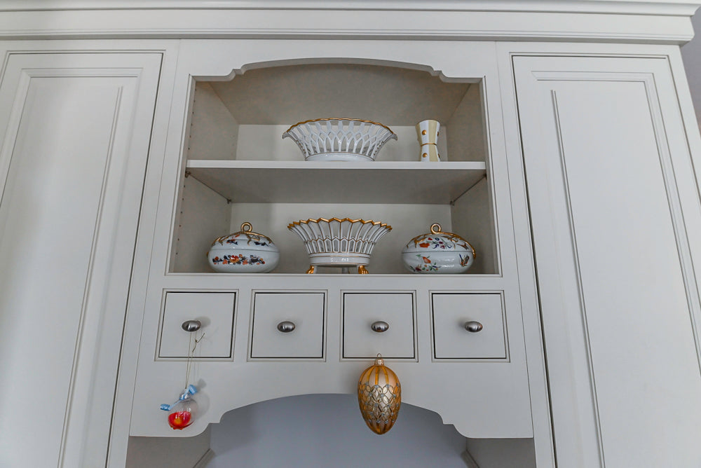Signature Custom Cabinetry Traditional White Kitchen with Island, Desk Area & Appliances