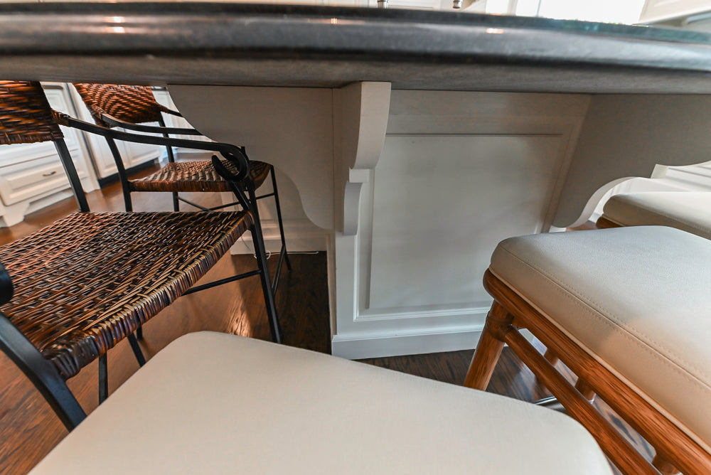 Signature Custom Cabinetry Traditional White Kitchen with Island, Desk Area & Appliances