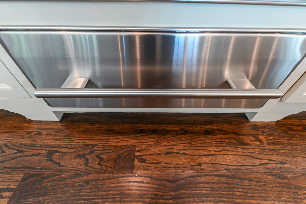 Signature Custom Cabinetry Traditional White Kitchen with Island, Desk Area & Appliances