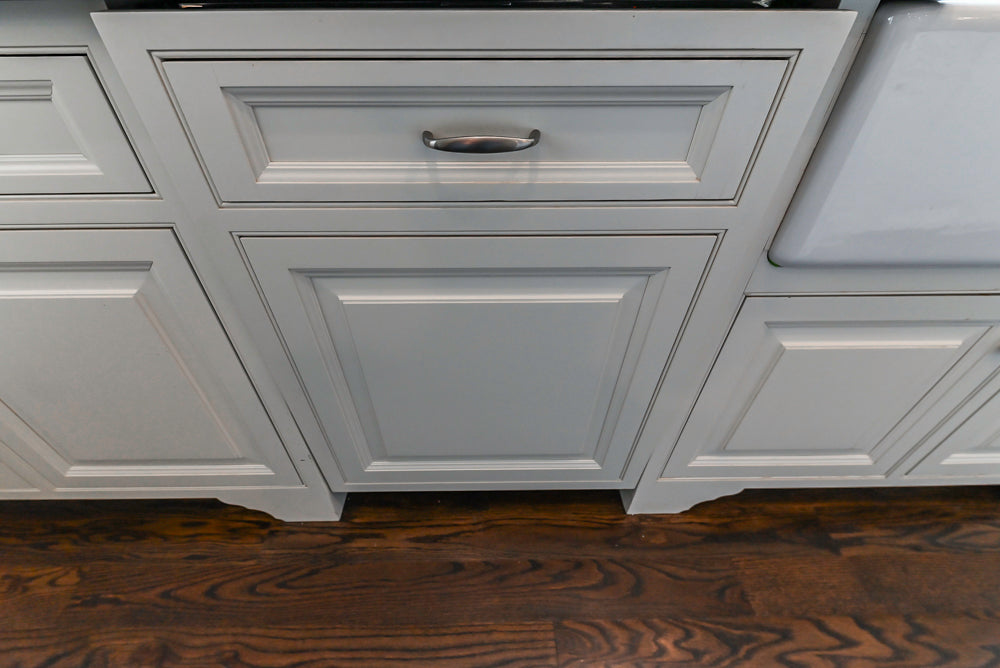 Signature Custom Cabinetry Traditional White Kitchen with Island, Desk Area & Appliances