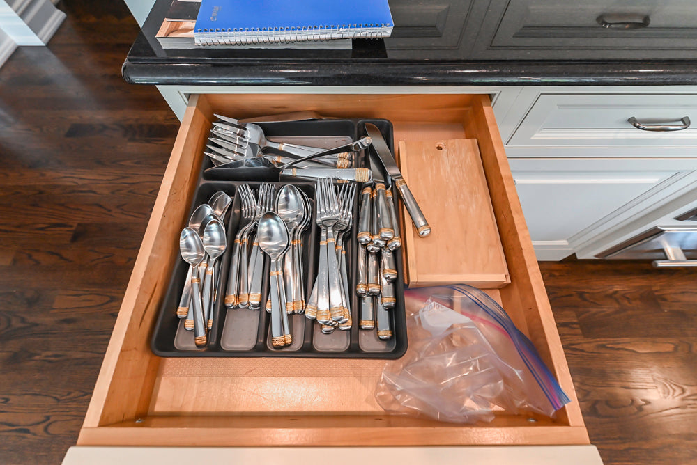 Signature Custom Cabinetry Traditional White Kitchen with Island, Desk Area & Appliances