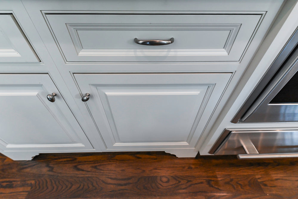 Signature Custom Cabinetry Traditional White Kitchen with Island, Desk Area & Appliances