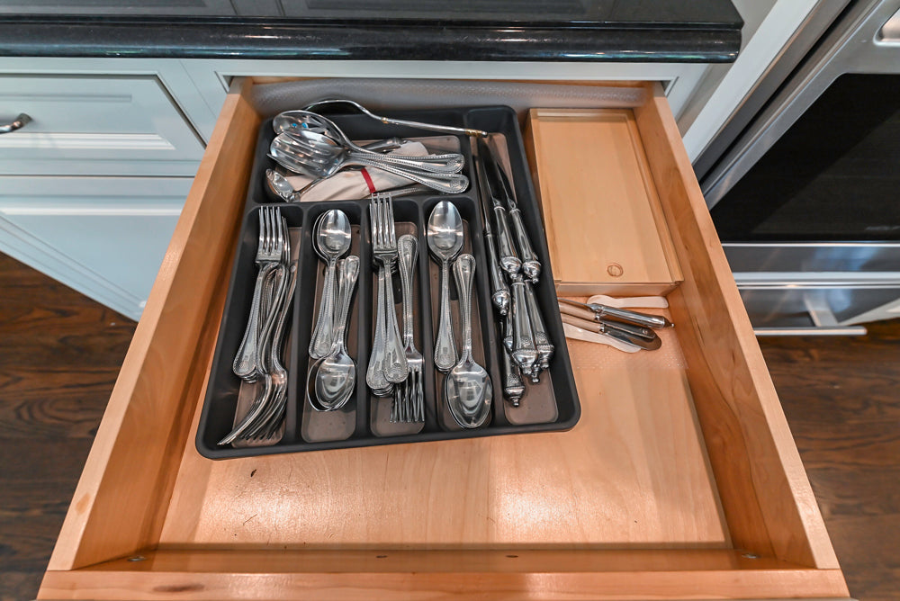 Signature Custom Cabinetry Traditional White Kitchen with Island, Desk Area & Appliances