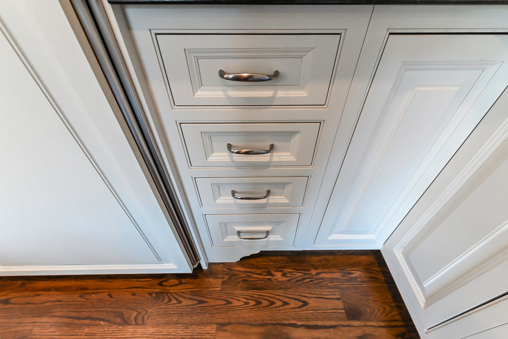 Signature Custom Cabinetry Traditional White Kitchen with Island, Desk Area & Appliances