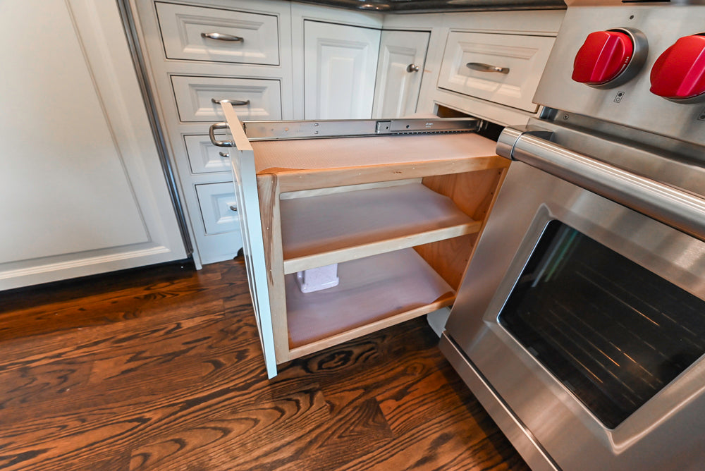 Signature Custom Cabinetry Traditional White Kitchen with Island, Desk Area & Appliances