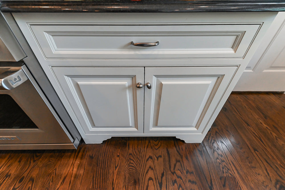 Signature Custom Cabinetry Traditional White Kitchen with Island, Desk Area & Appliances