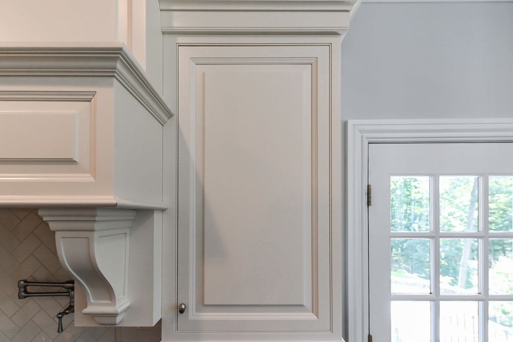 Signature Custom Cabinetry Traditional White Kitchen with Island, Desk Area & Appliances