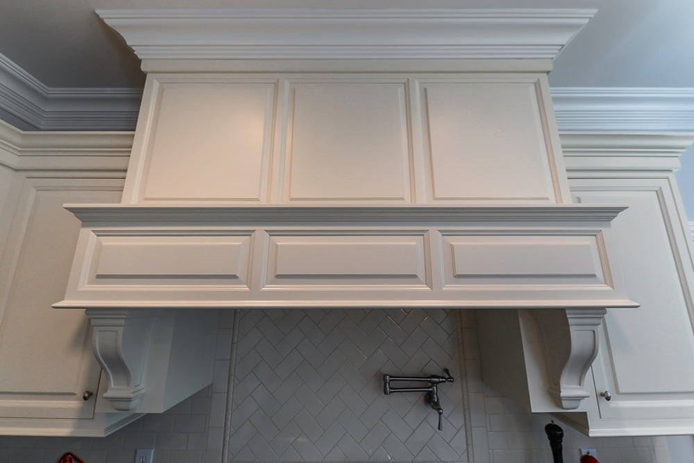 Signature Custom Cabinetry Traditional White Kitchen with Island, Desk Area & Appliances