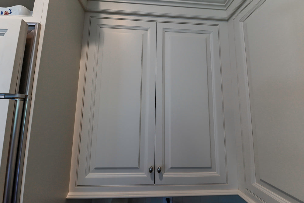 Signature Custom Cabinetry Traditional White Kitchen with Island, Desk Area & Appliances