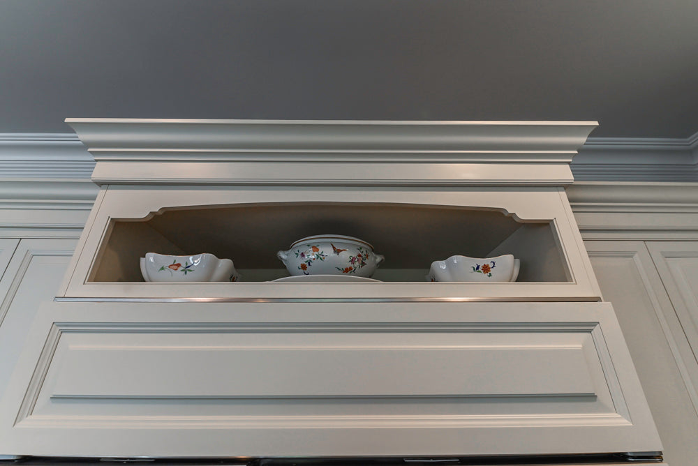 Signature Custom Cabinetry Traditional White Kitchen with Island, Desk Area & Appliances