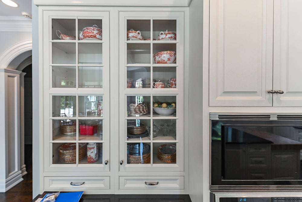 Signature Custom Cabinetry Traditional White Kitchen with Island, Desk Area & Appliances
