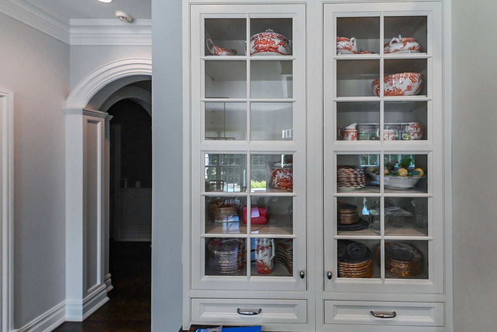 Signature Custom Cabinetry Traditional White Kitchen with Island, Desk Area & Appliances