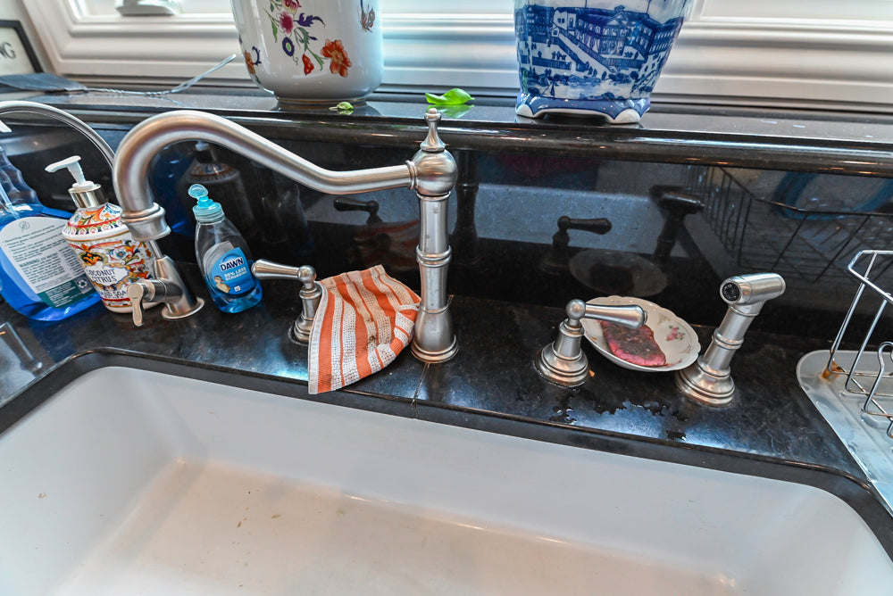 Signature Custom Cabinetry Traditional White Kitchen with Island, Desk Area & Appliances