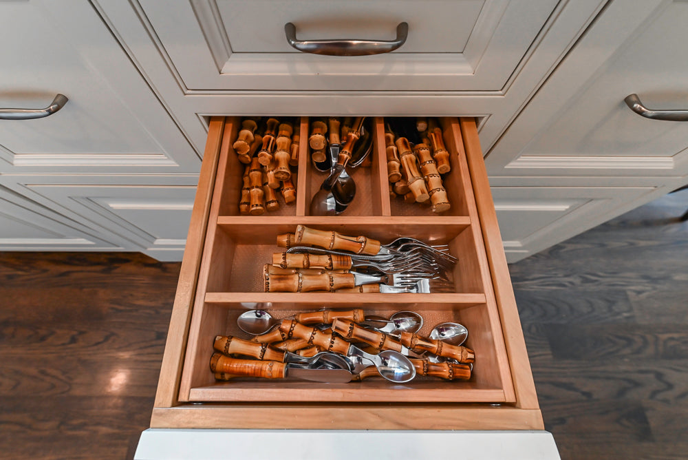 Signature Custom Cabinetry Traditional White Kitchen with Island, Desk Area & Appliances