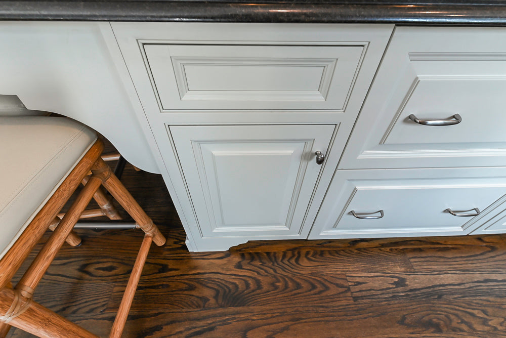 Signature Custom Cabinetry Traditional White Kitchen with Island, Desk Area & Appliances