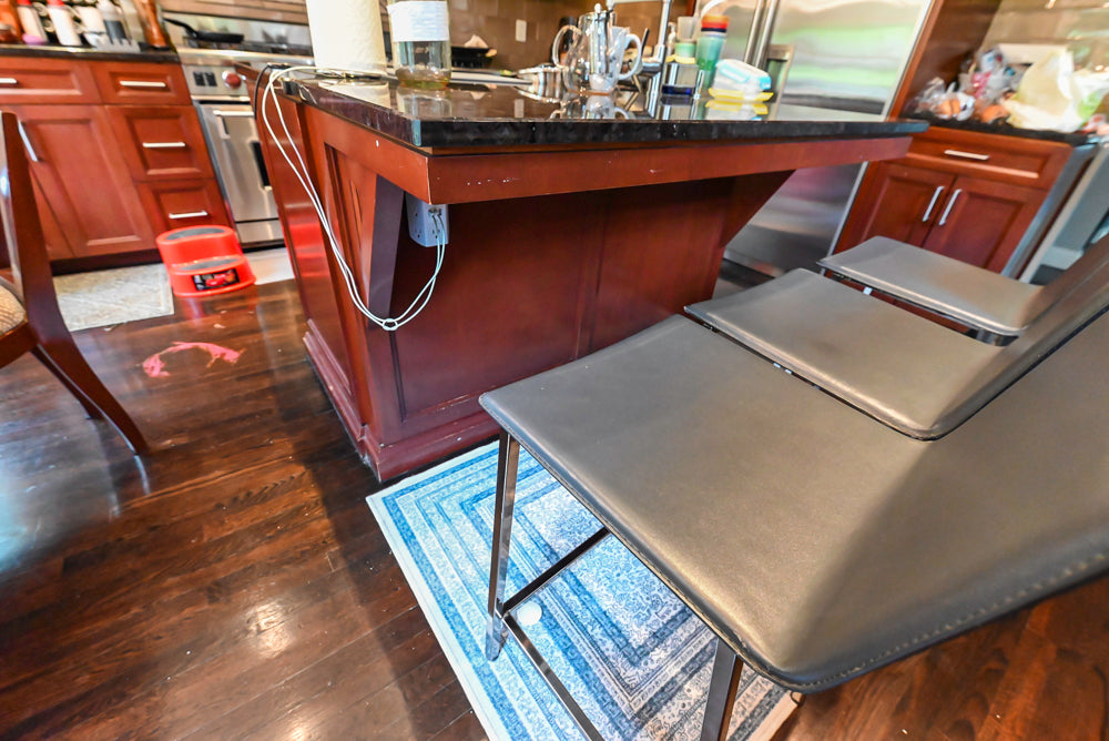 Stylish Dark Wooden Transitional Kitchen with Appliances & Island