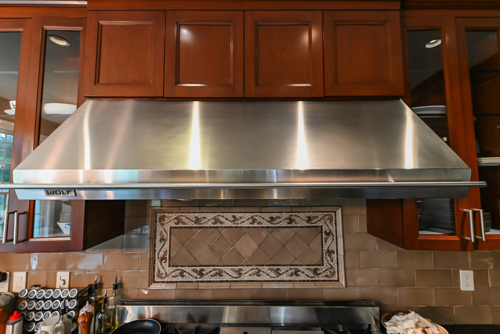 Stylish Dark Wooden Transitional Kitchen with Appliances & Island