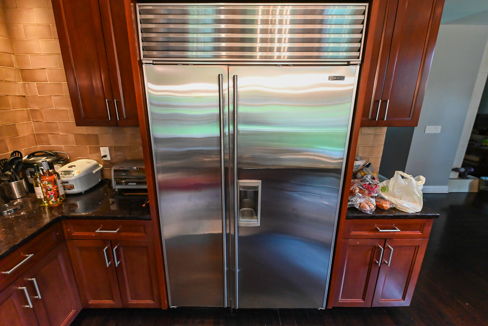 Stylish Dark Wooden Transitional Kitchen with Appliances & Island