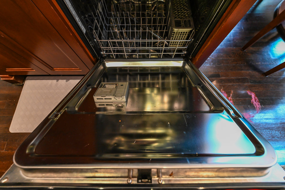 Stylish Dark Wooden Transitional Kitchen with Appliances & Island