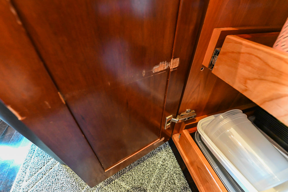 Stylish Dark Wooden Transitional Kitchen with Appliances & Island